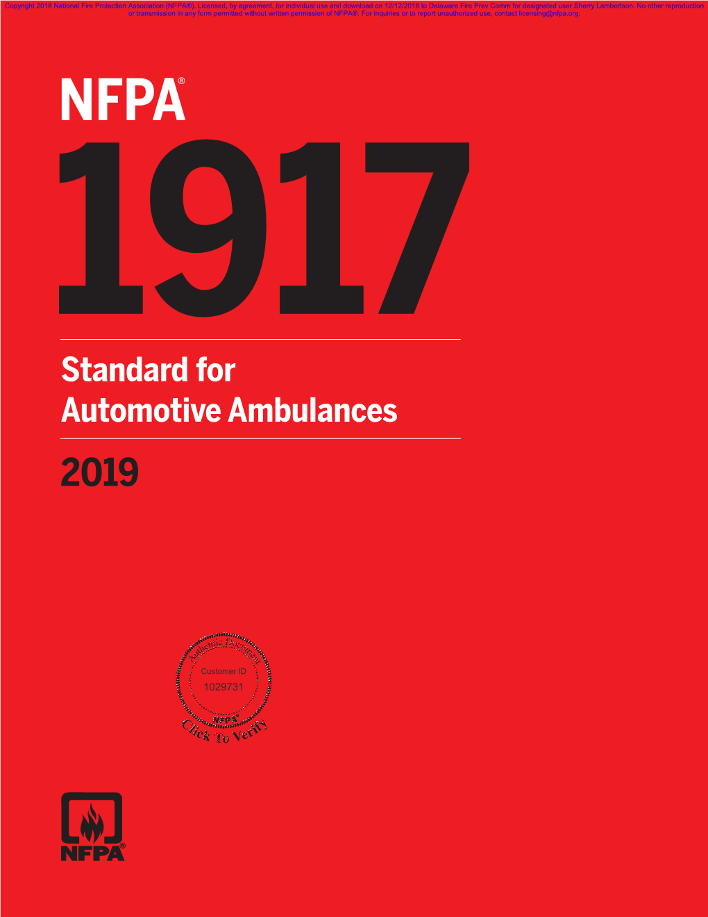 2019 NFPA 1917 Standards