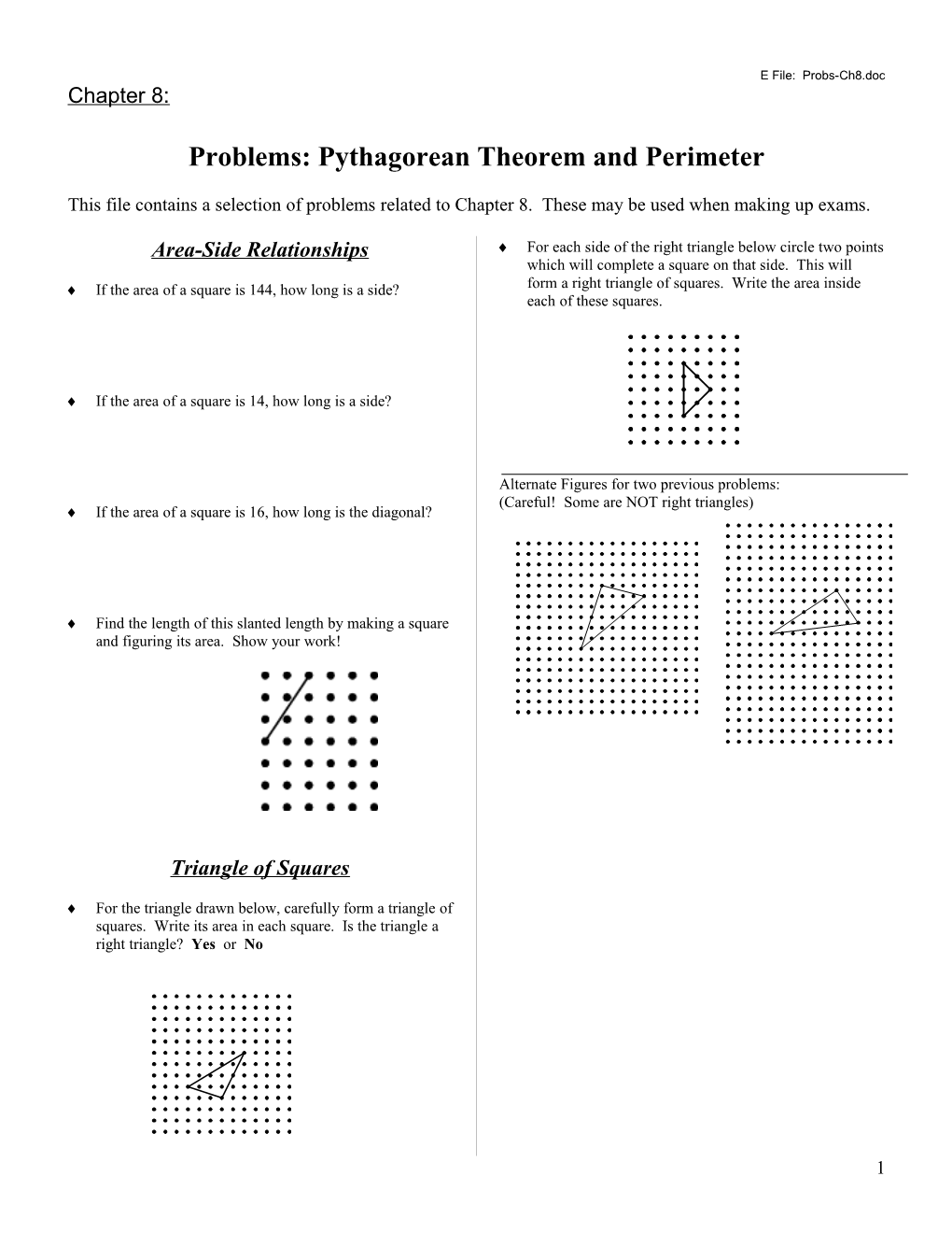 Problems: Pythagorean Theorem and Perimeter