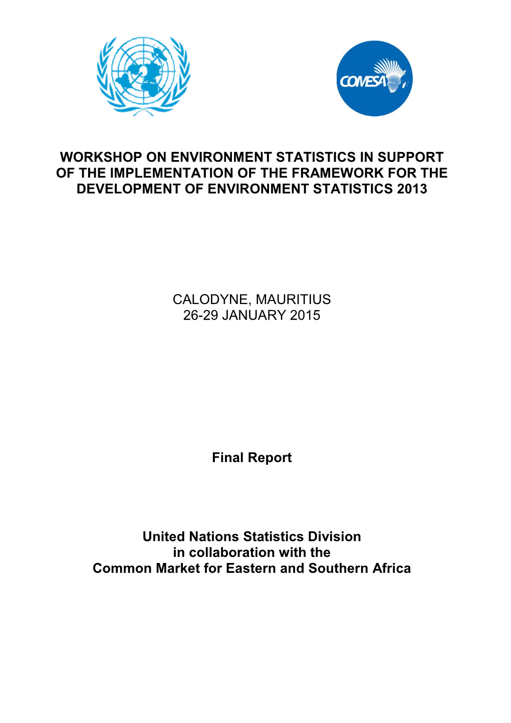 Workshop on Environment Statistics in Support of the Implementation of the Framework for the Development of Environment Statistics 2013
