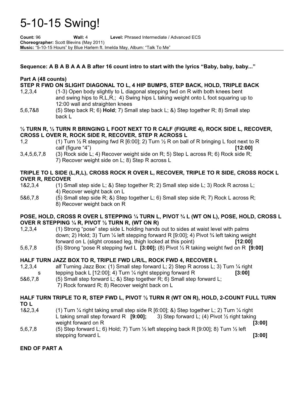 Copperknob - Linedance Stepsheets - 5-10-15 Swing!