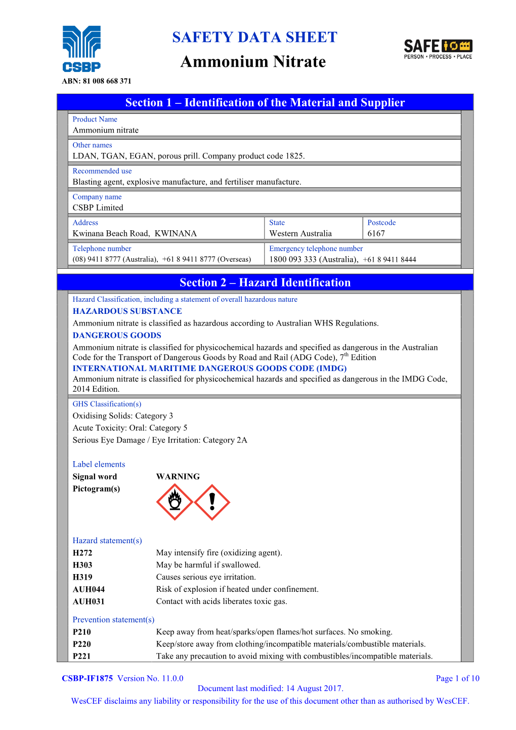 Ammonium Nitrate