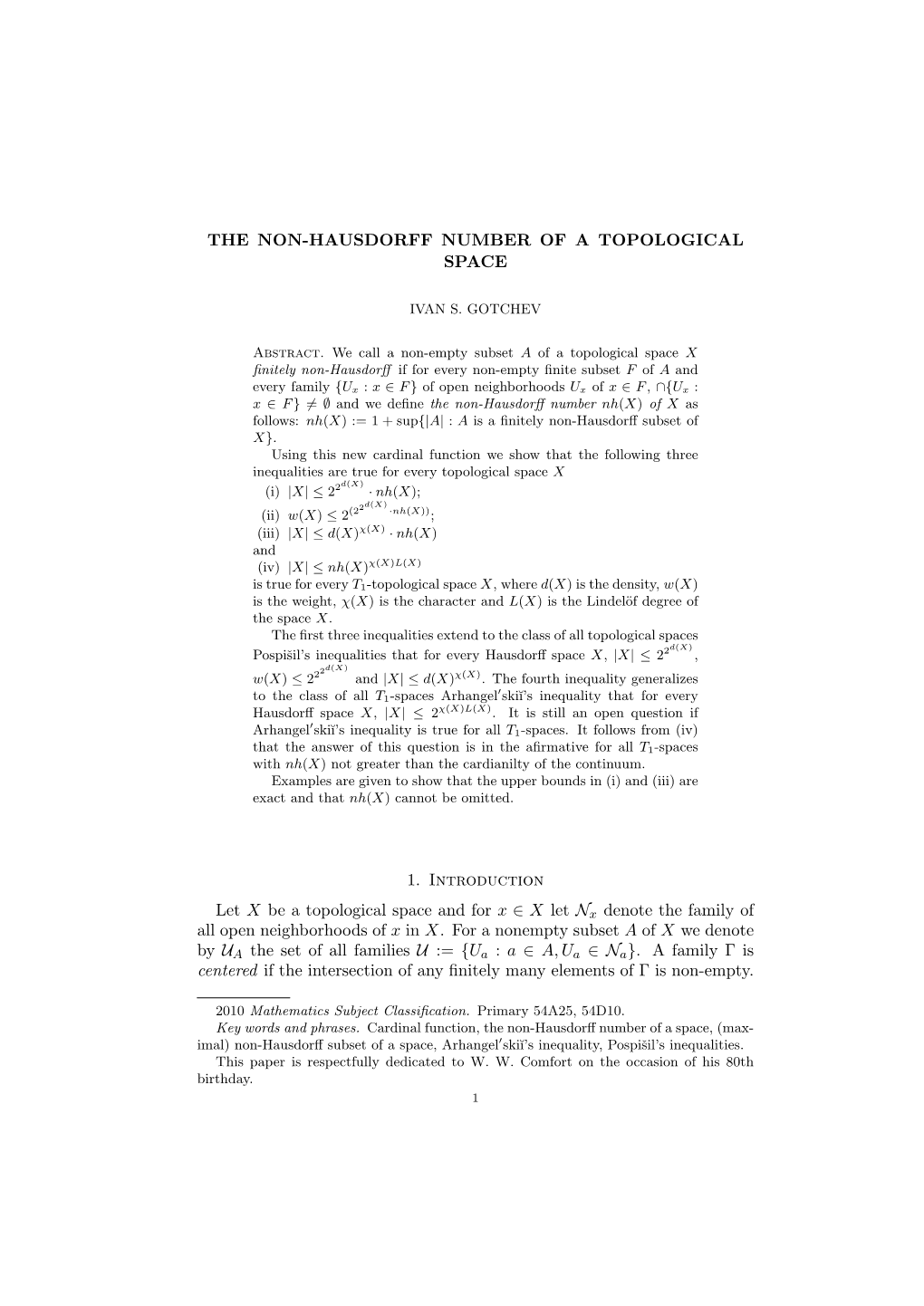 The Non-Hausdorff Number of a Topological Space