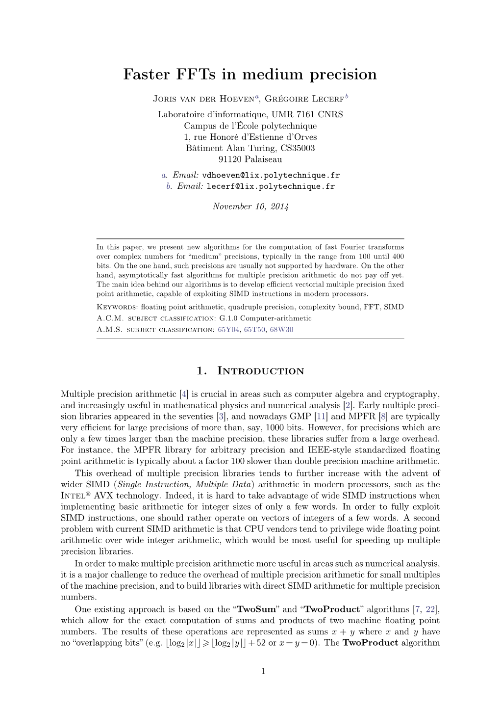 Faster Ffts in Medium Precision