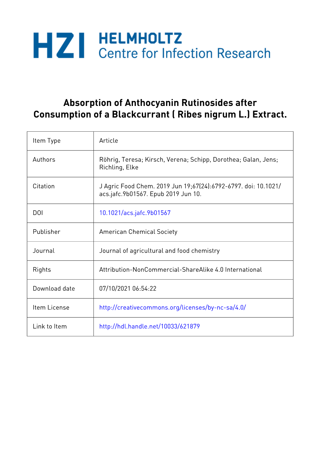 Absorption of Anthocyanin Rutinosides After Consumption of a Blackcurrant (Ribes Nigrum L.) Extract