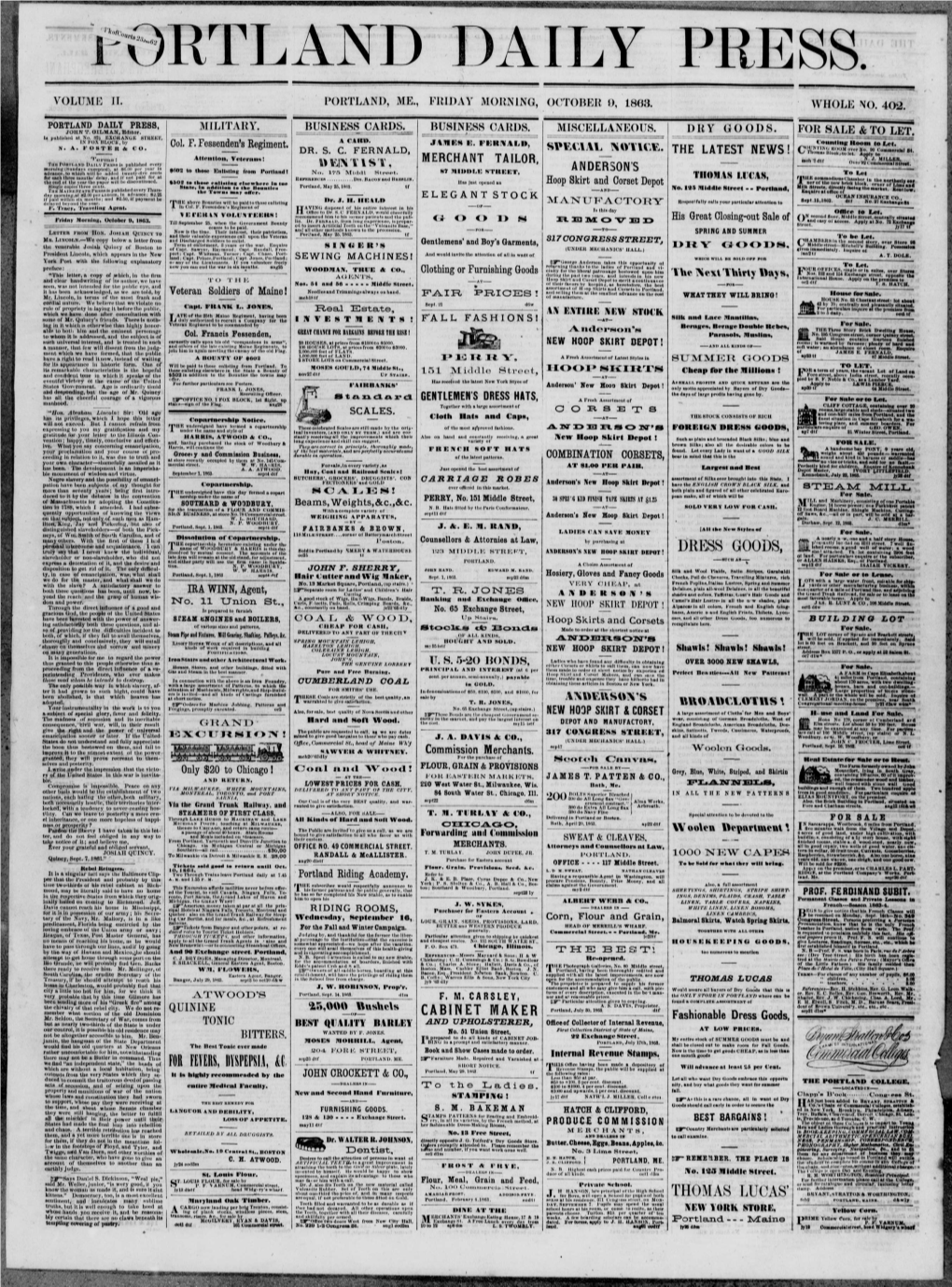 Portland Daily Press: October 09,1863