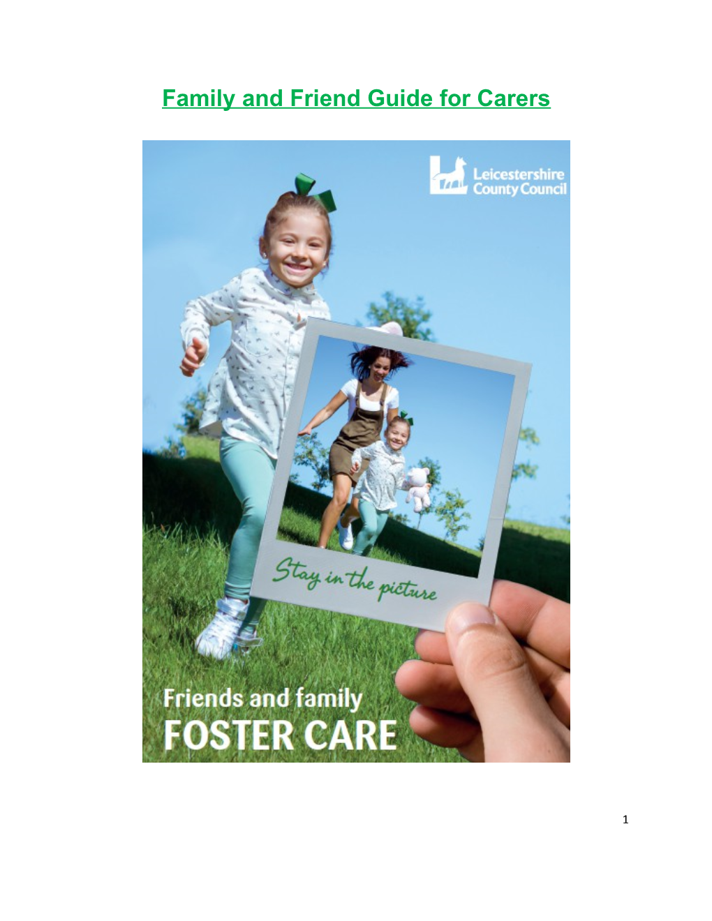 Family and Friend Guide for Carers