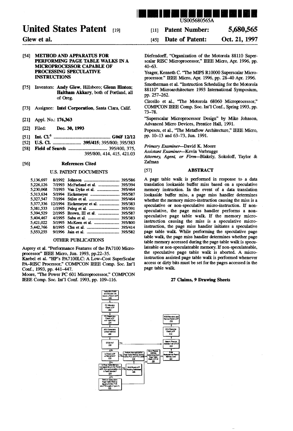 United States Patent (19) 11 Patent Number: 5,680,565 Glew Et Al