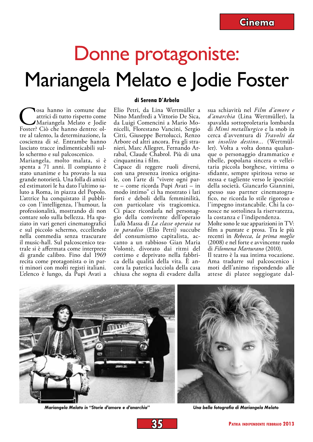 Donne Protagoniste: Mariangela Melato E Jodie Foster