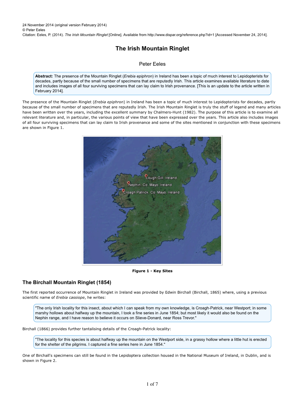 The Irish Mountain Ringlet [Online]