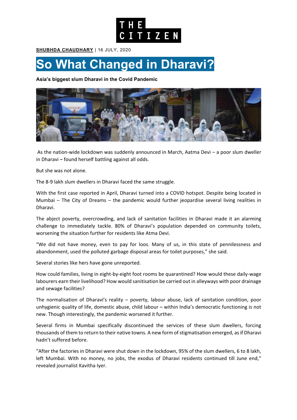 So What Changed in Dharavi?