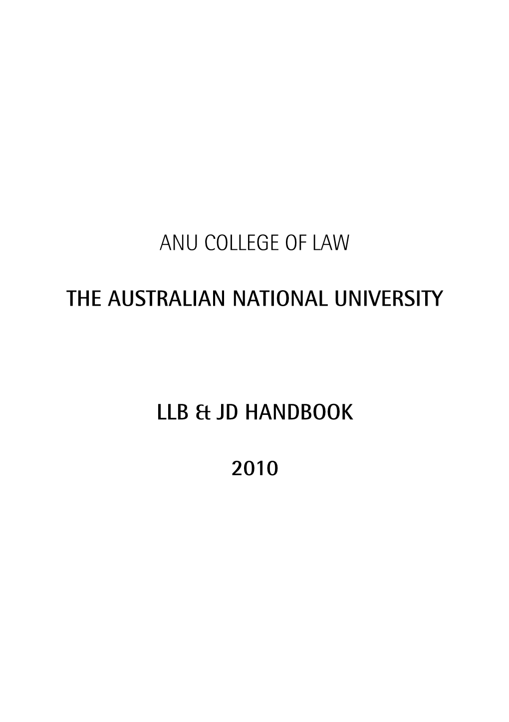 LLB and JD Handbook 2010