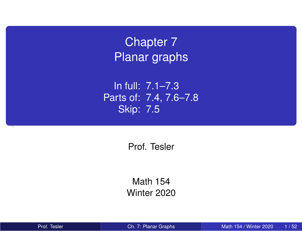 Chapter 7 Planar Graphs