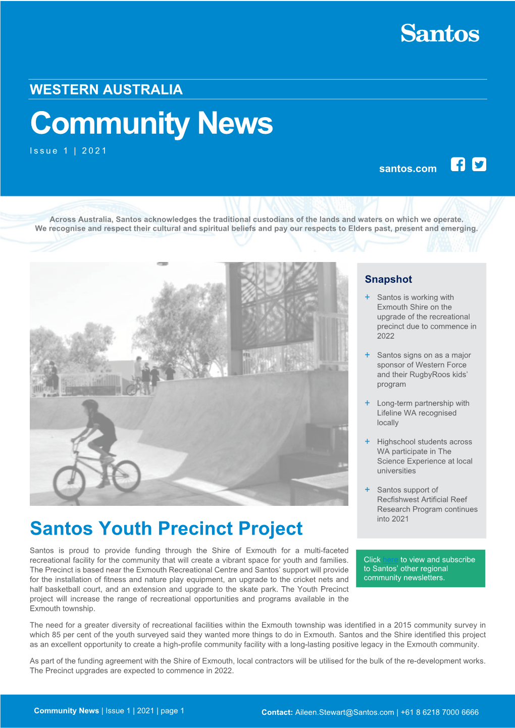 WESTERN AUSTRALIA Community News Issue 1 | 2021 Santos.Com