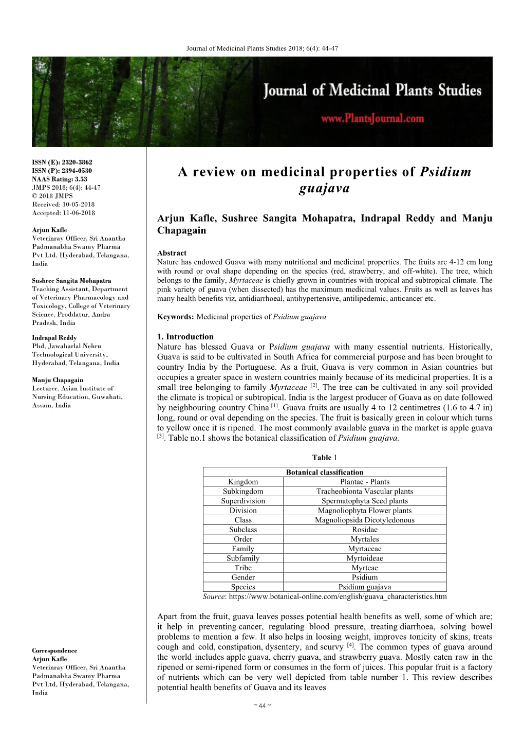 A Review on Medicinal Properties of Psidium Guajava