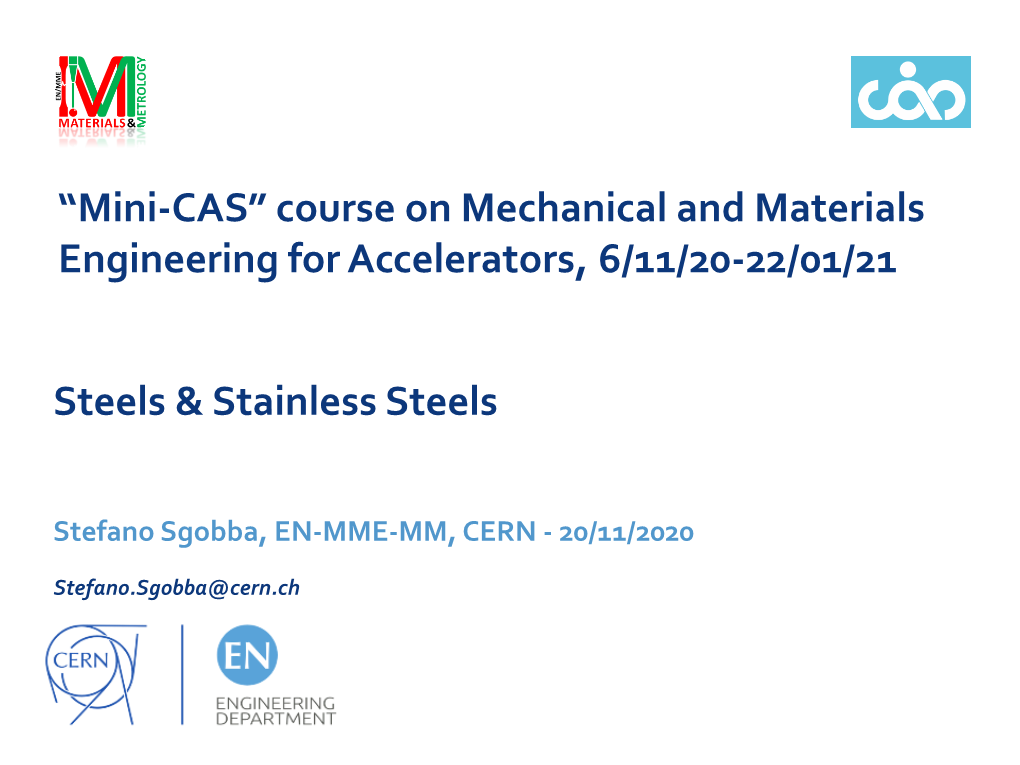 Steels & Stainless Steels “Mini-CAS”