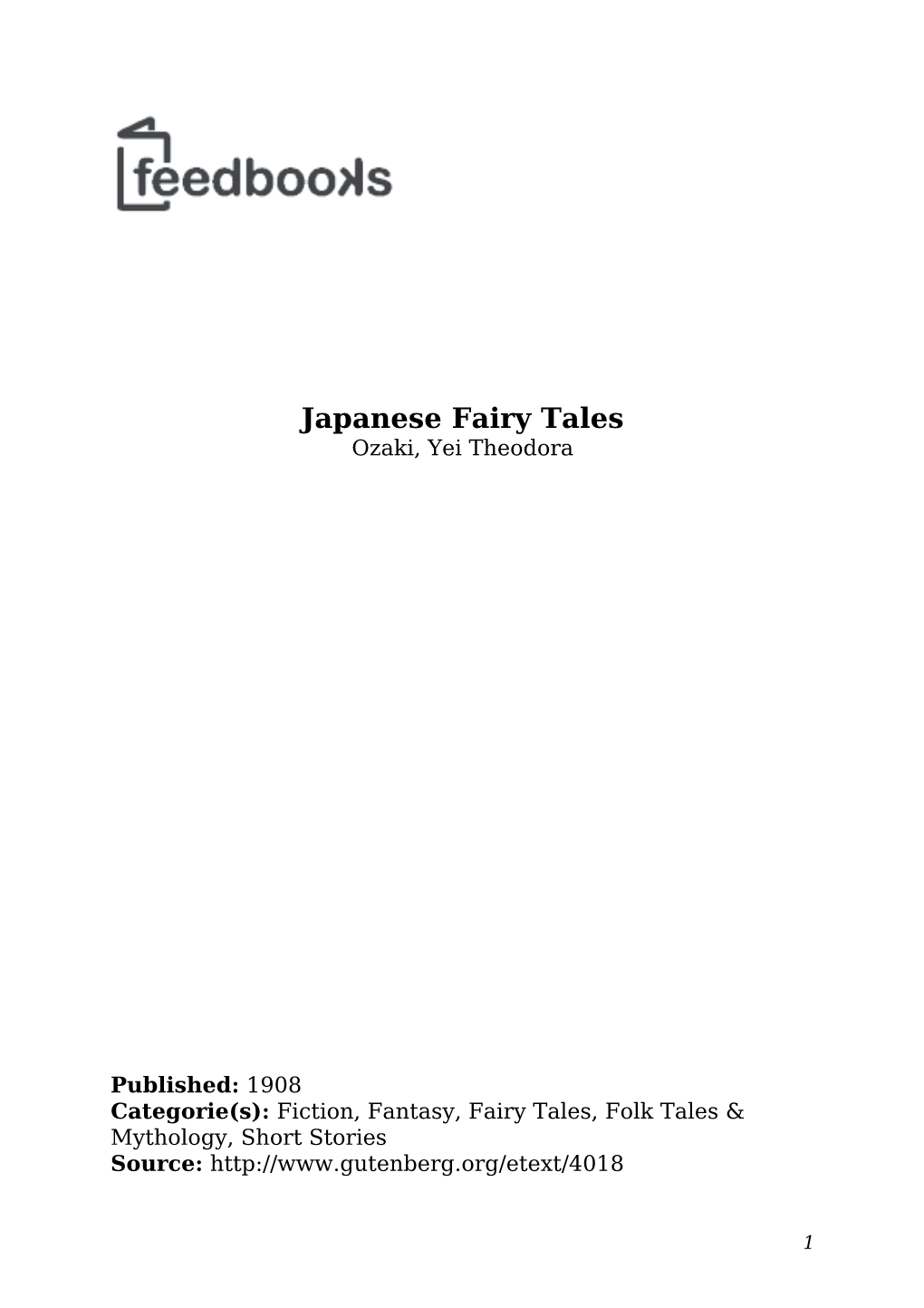 Japanese Fairy Tales Ozaki, Yei Theodora