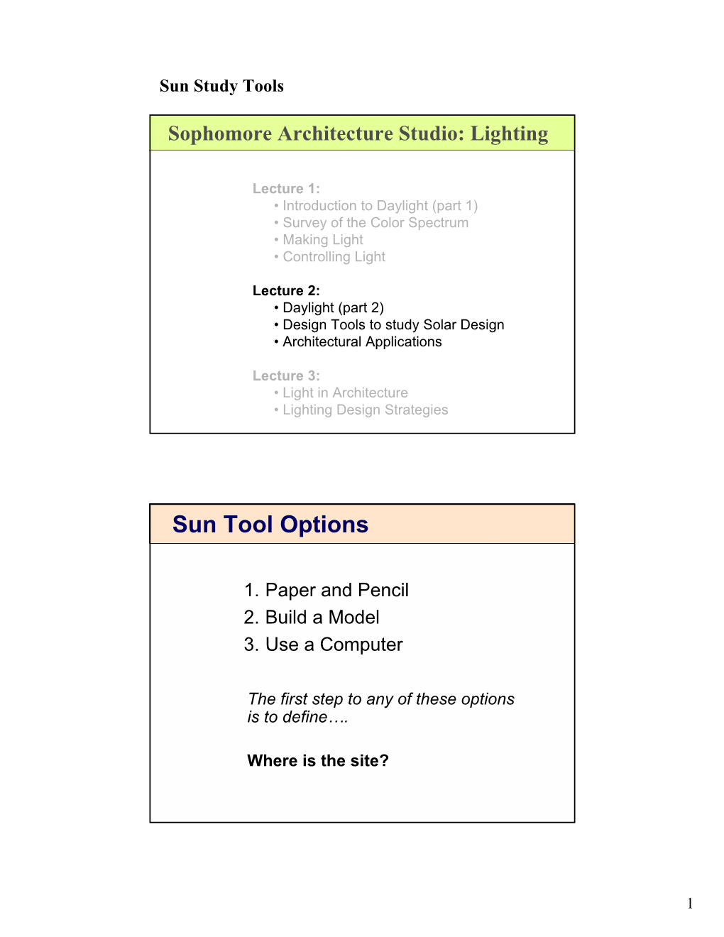 Sun Tool Options