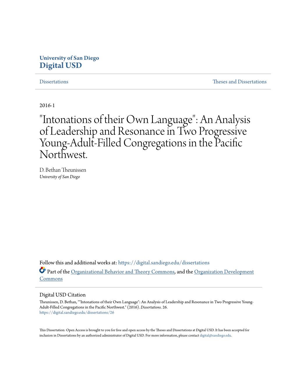 An Analysis of Leadership and Resonance in Two Progressive Young-Adult-Filled Congregations in the Pacific Northwest