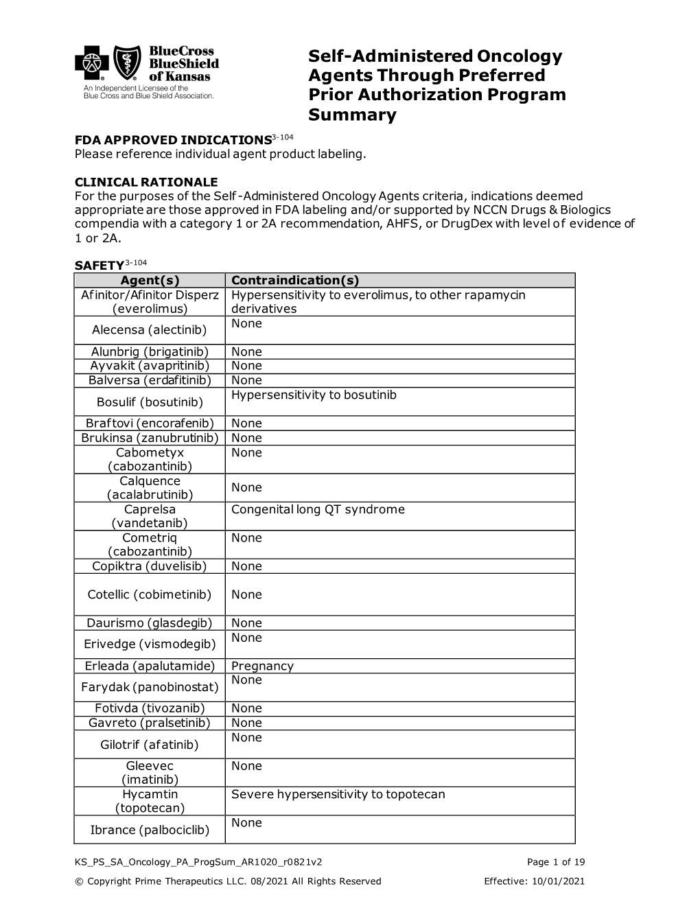 PRIOR AUTHORIZATION CRITERIA for APPROVAL Initial Evaluation Target Agent(S) Will Be Approved When ONE of the Following Is Met: 1