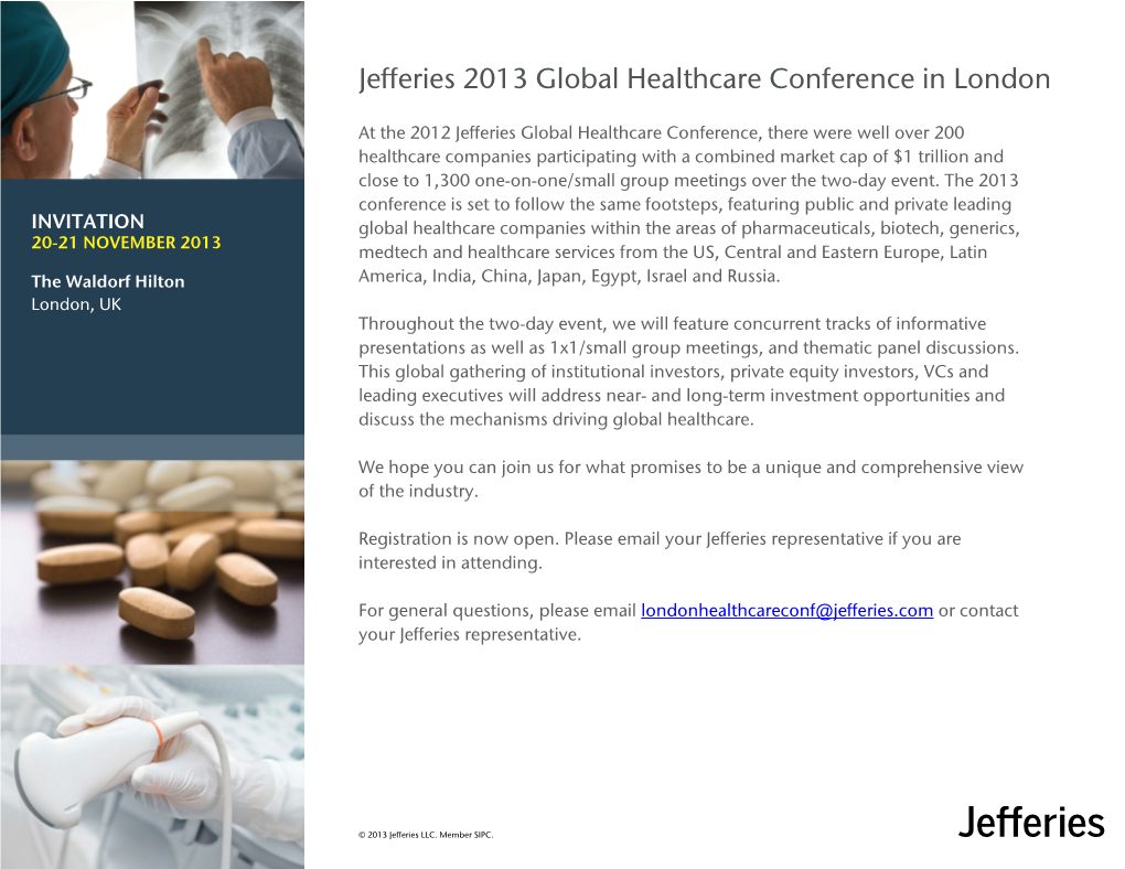 Jefferies 2013 Global Healthcare Conference in London