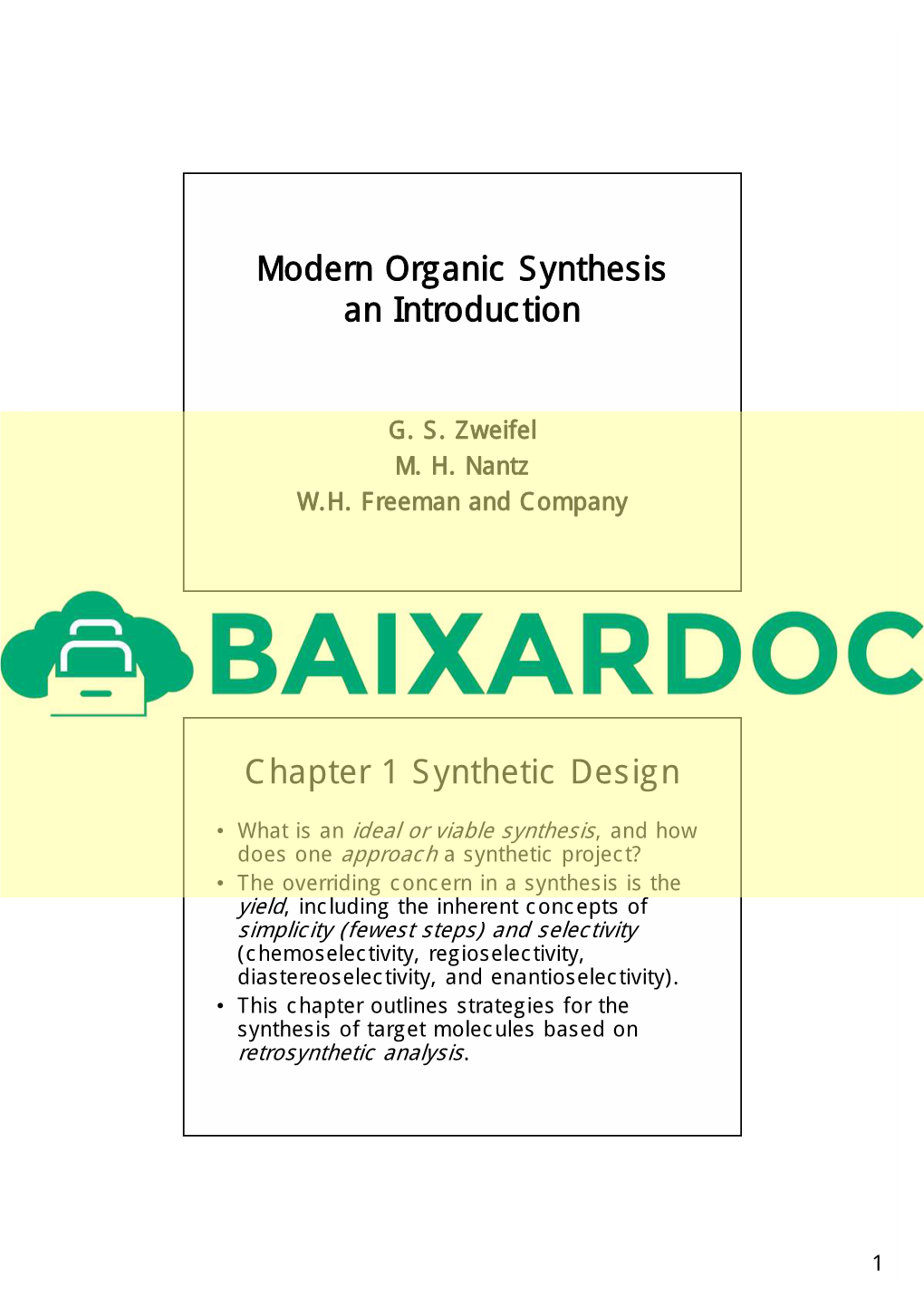 Modern Organic Synthesis an Introduction