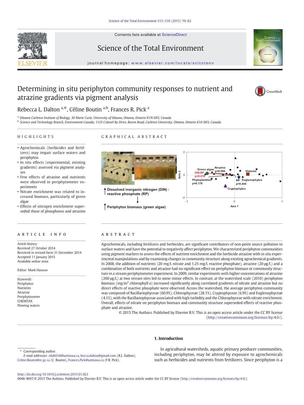 Determining in Situ Periphyton Community Responses to Nutrient and Atrazine Gradients Via Pigment Analysis
