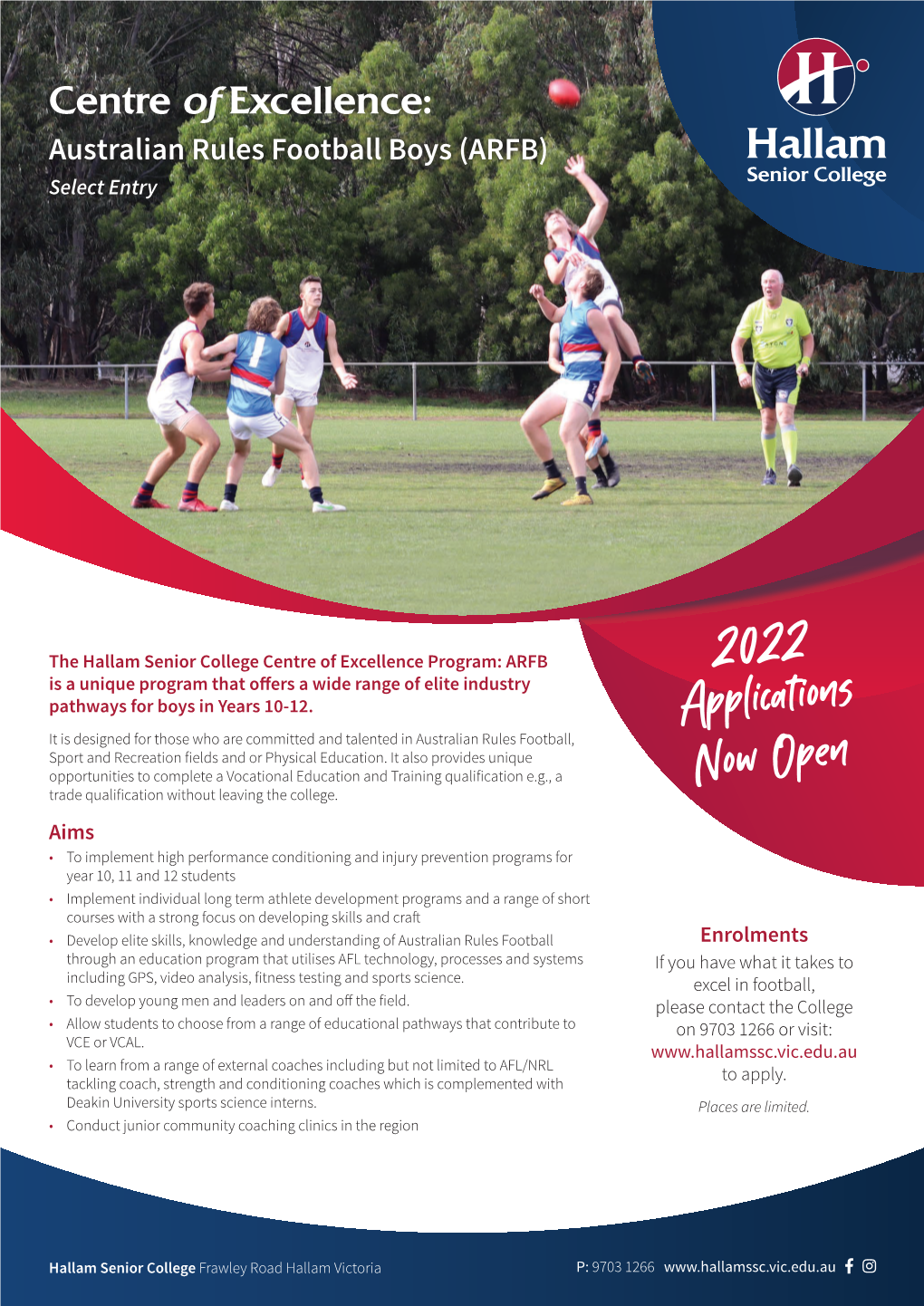 Australian Rules Football Boys (ARFB) Select Entry