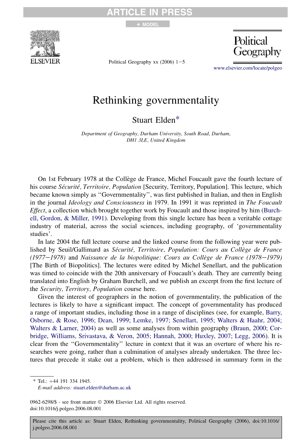 Rethinking Governmentality