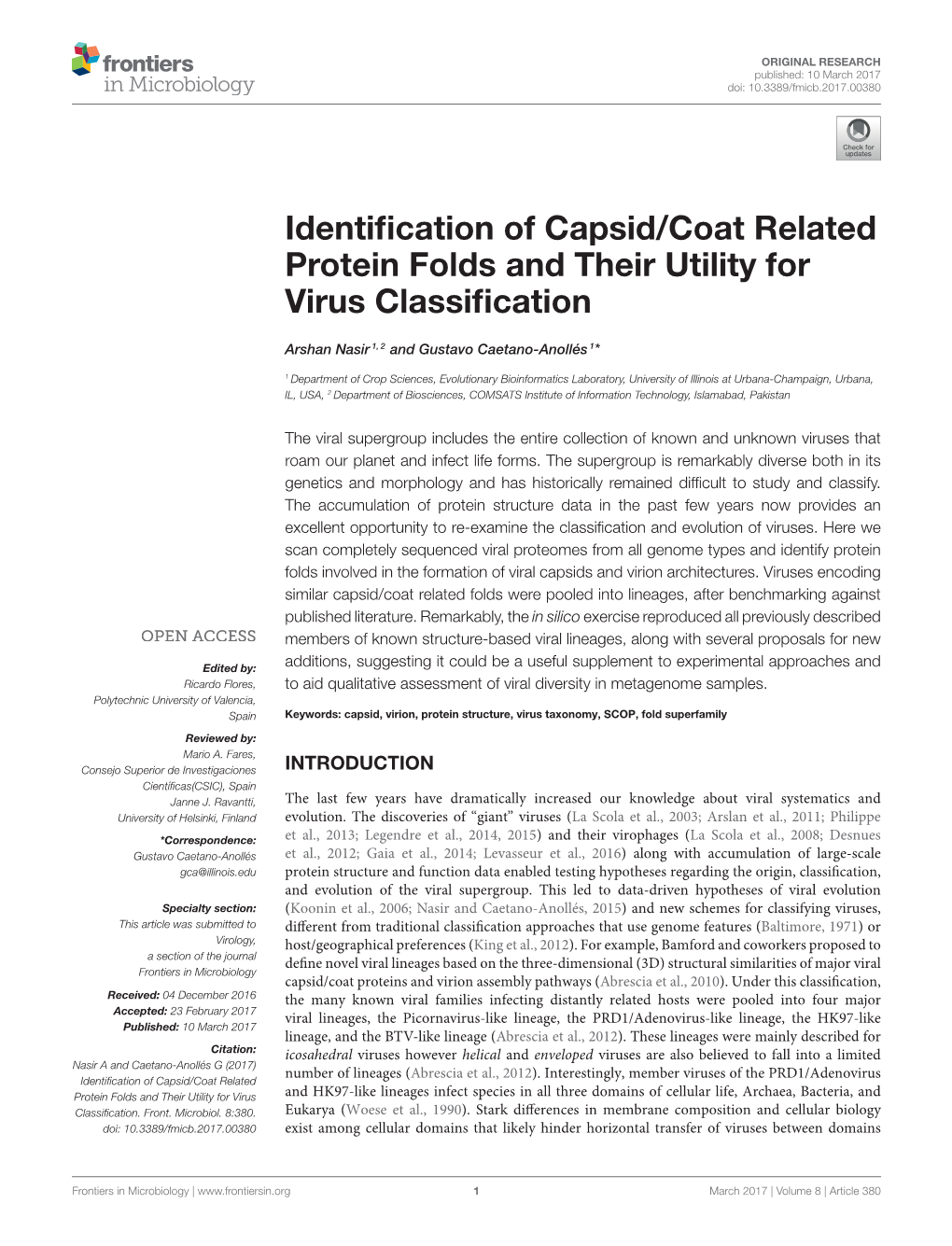 Identification of Capsid/Coat Related Protein Folds and Their Utility for Virus Classification