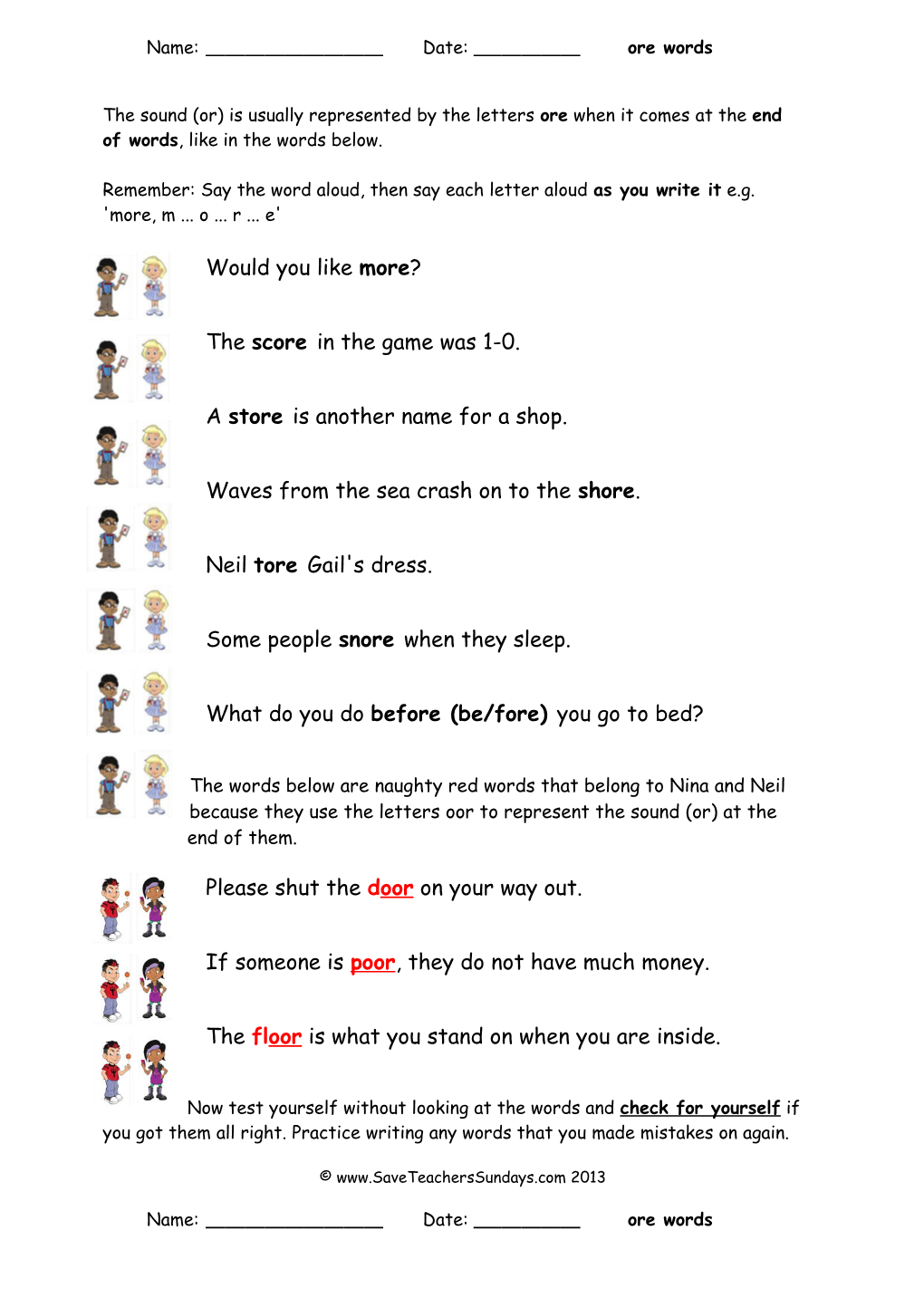 Year 4 Spellings Ore (Plain Text)