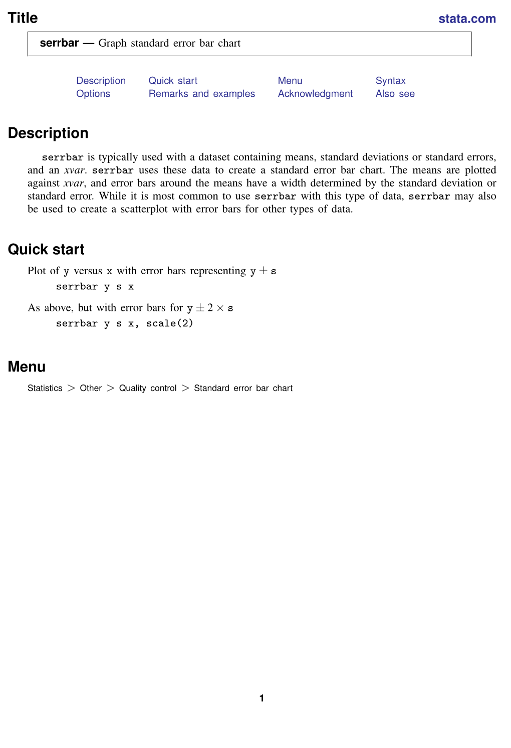 Serrbar — Graph Standard Error Bar Chart