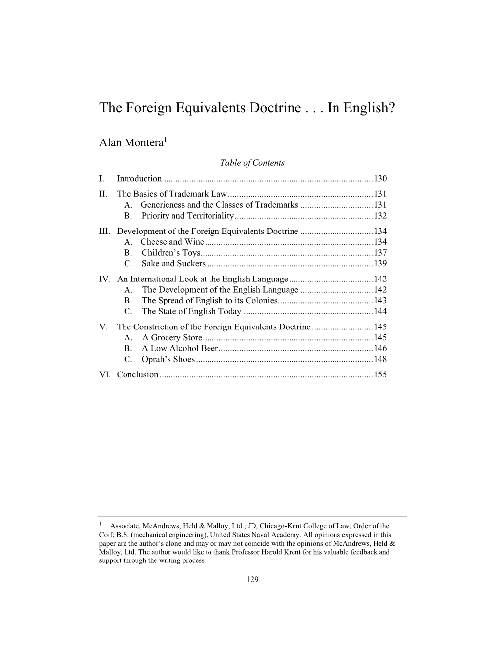 The Foreign Equivalents Doctrine . . . in English?