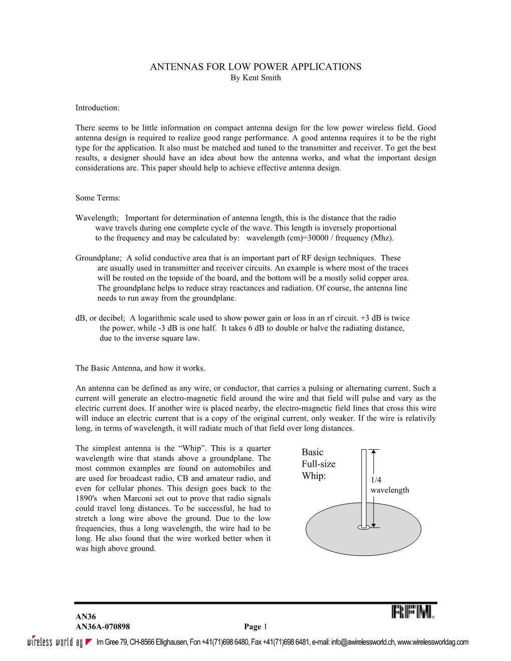 ANTENNAS for LOW POWER APPLICATIONS Basic Full