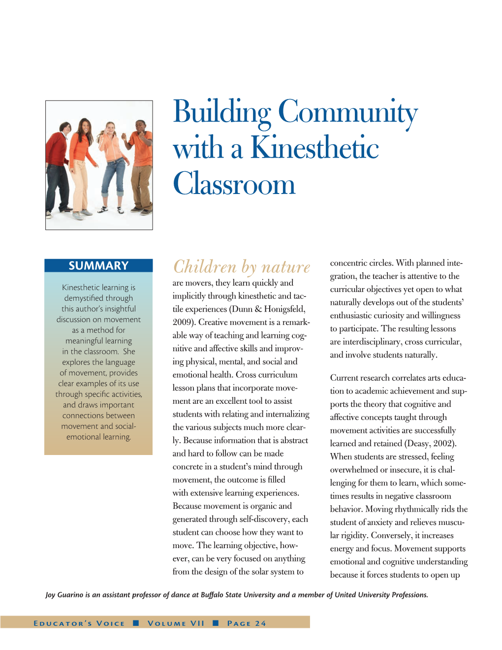 Building Community with a Kinesthetic Classroom