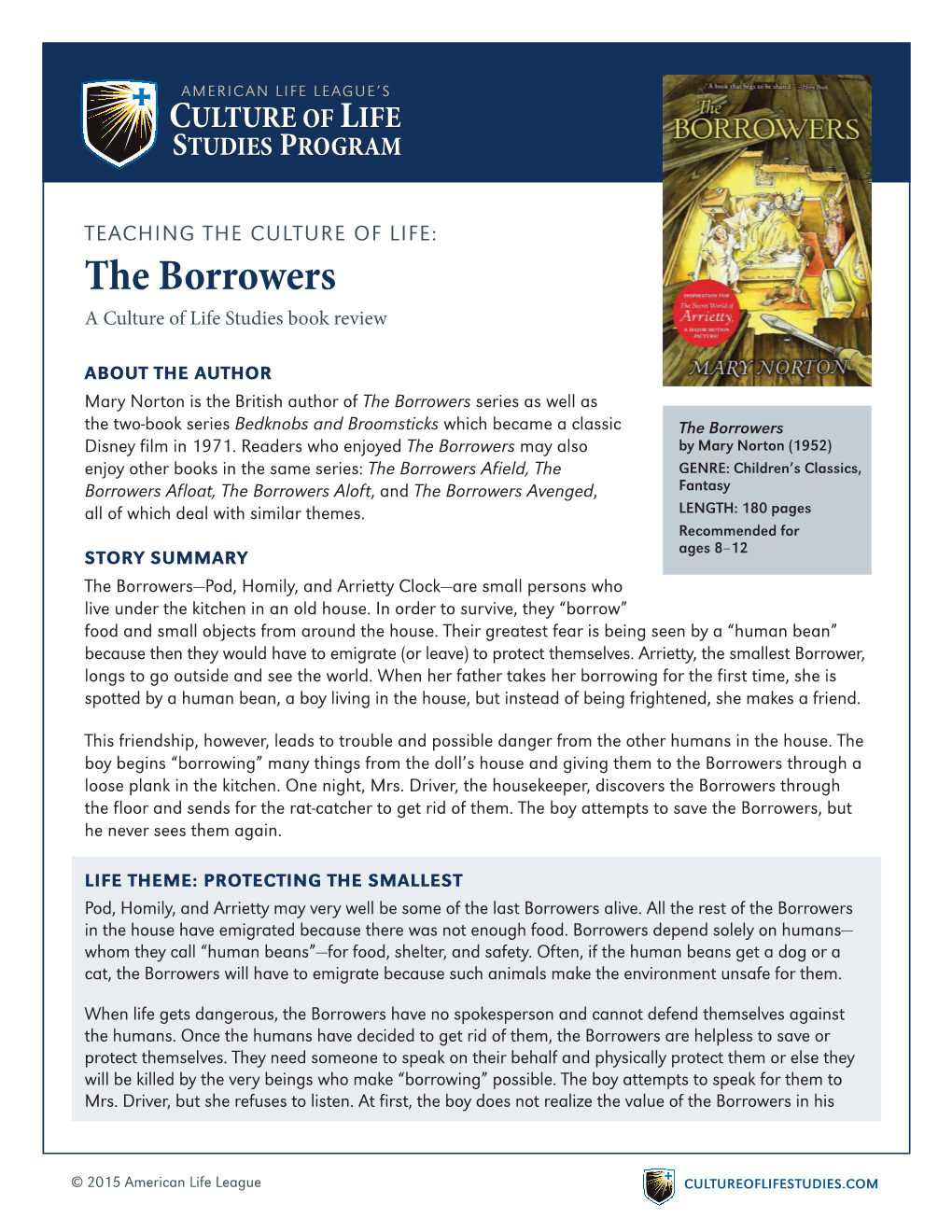 The Borrowers a Culture of Life Studies Book Review