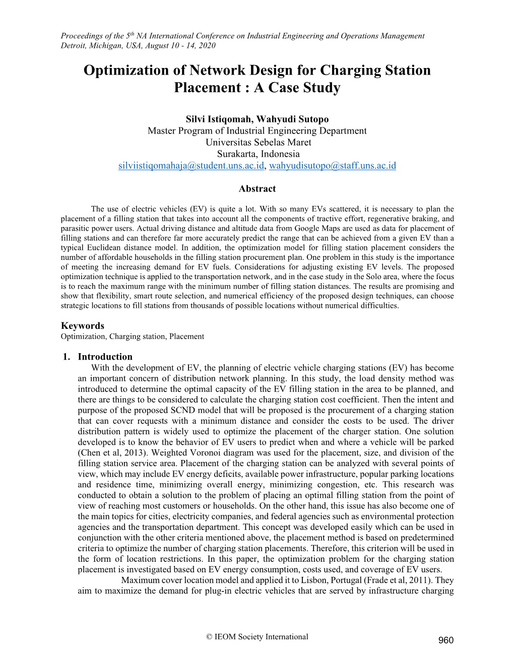 ID 233 Optimization of Network Design for Charging Station