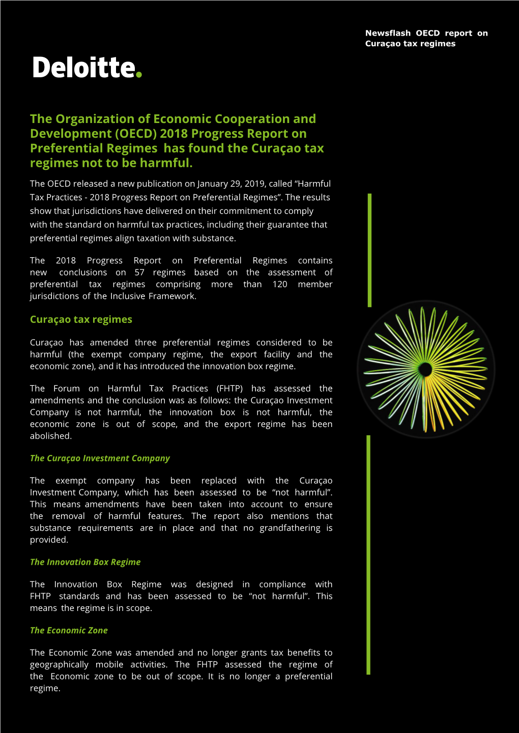 (OECD) 2018 Progress Report on Preferential Regimes Has Found the Curaçao Tax Regimes Not to Be Harmful