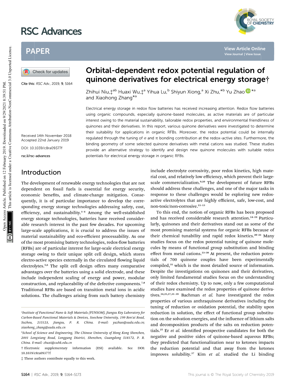 Orbital-Dependent Redox Potential Regulation of Quinone Derivatives For