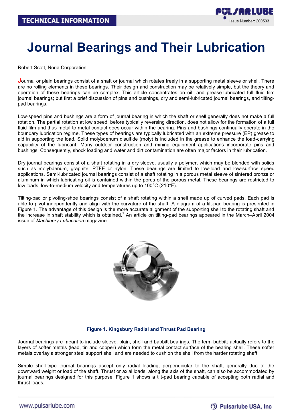 Journal Bearings and Their Lubrication