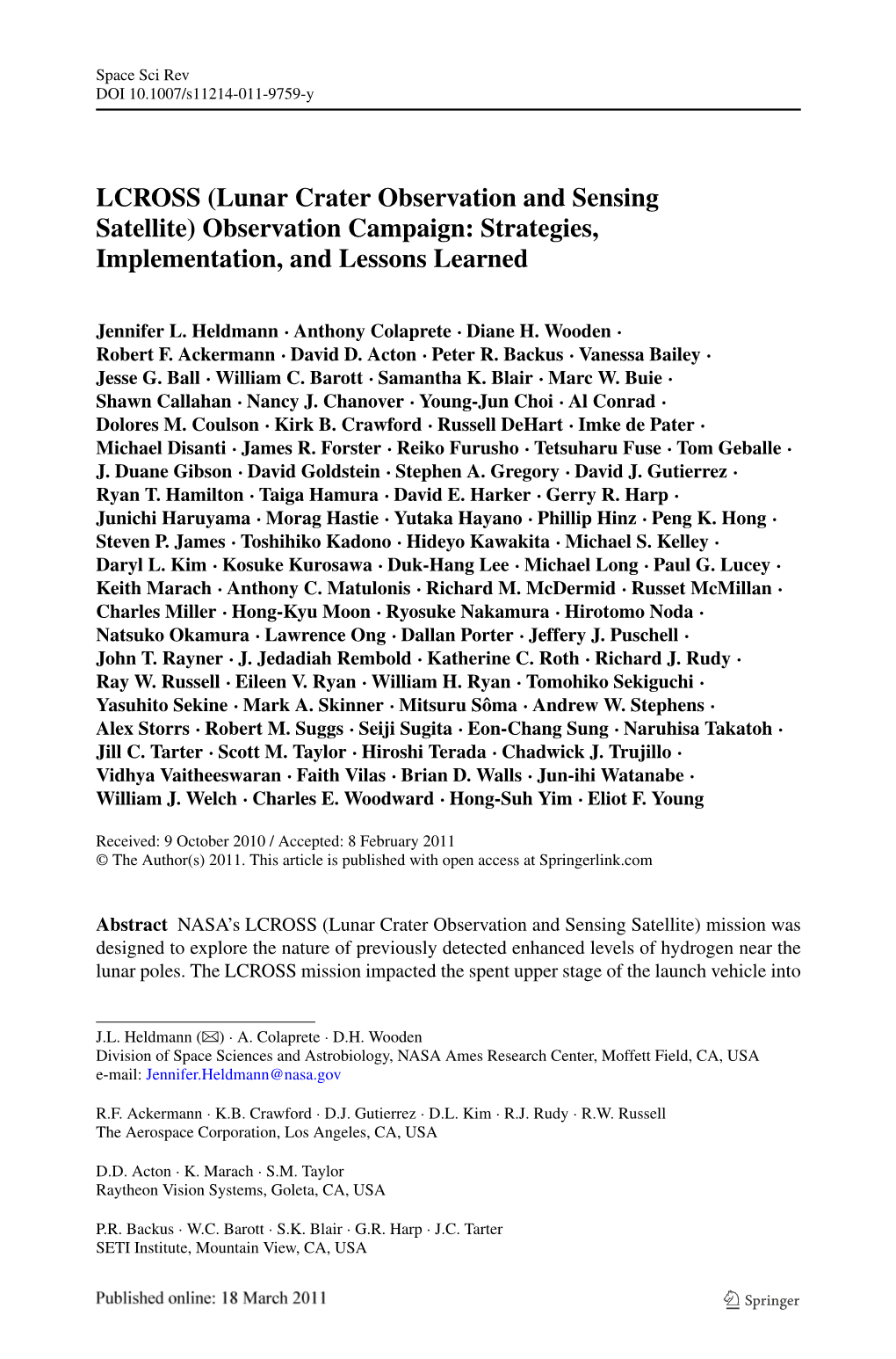 LCROSS (Lunar Crater Observation and Sensing Satellite) Observation Campaign: Strategies, Implementation, and Lessons Learned