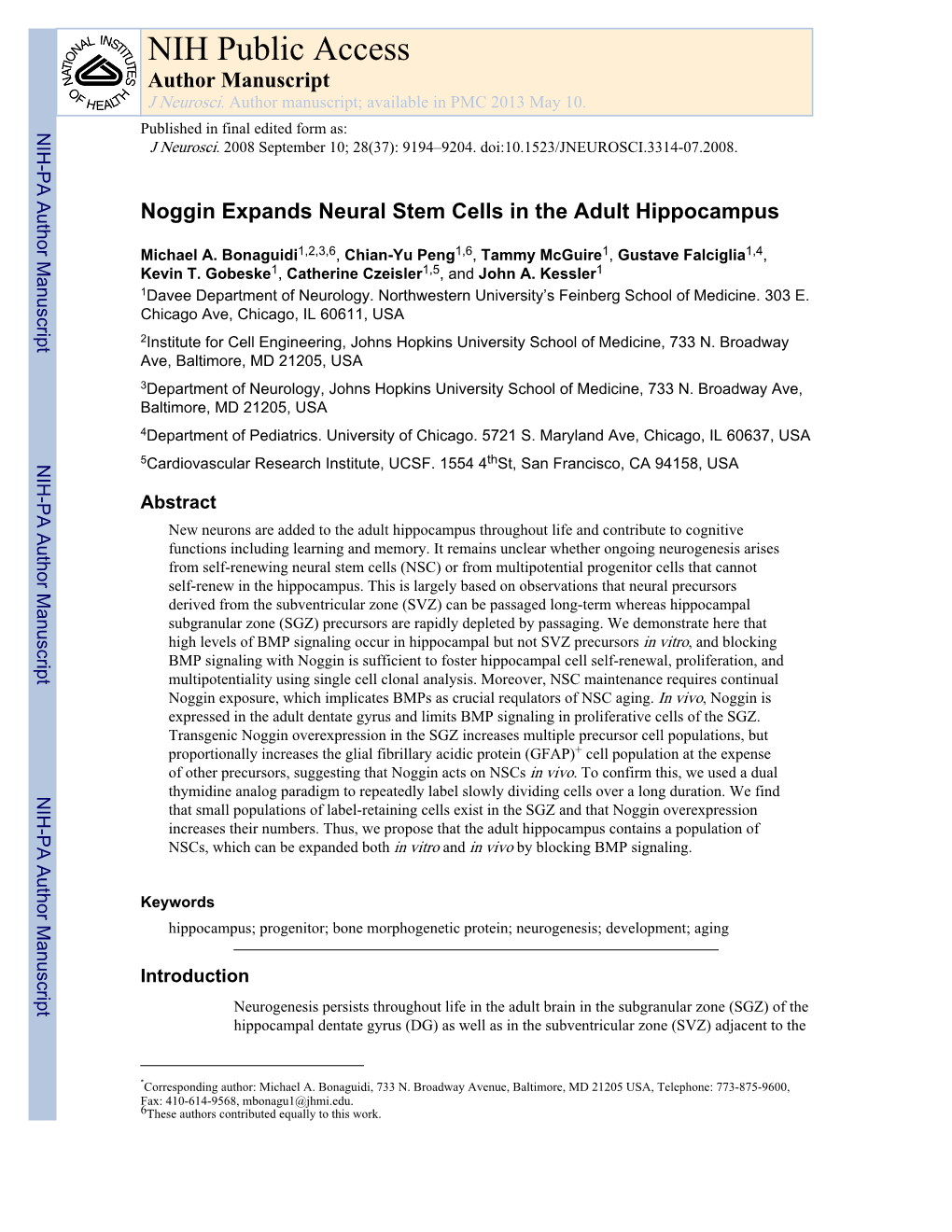 NIH Public Access Author Manuscript J Neurosci