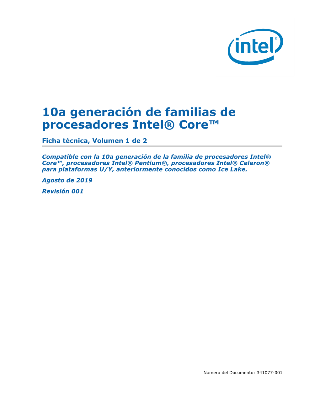 Hoja De Datos De Familes Del Procesador Intel(R) Core(TM) De 10A Generación, Vol.1