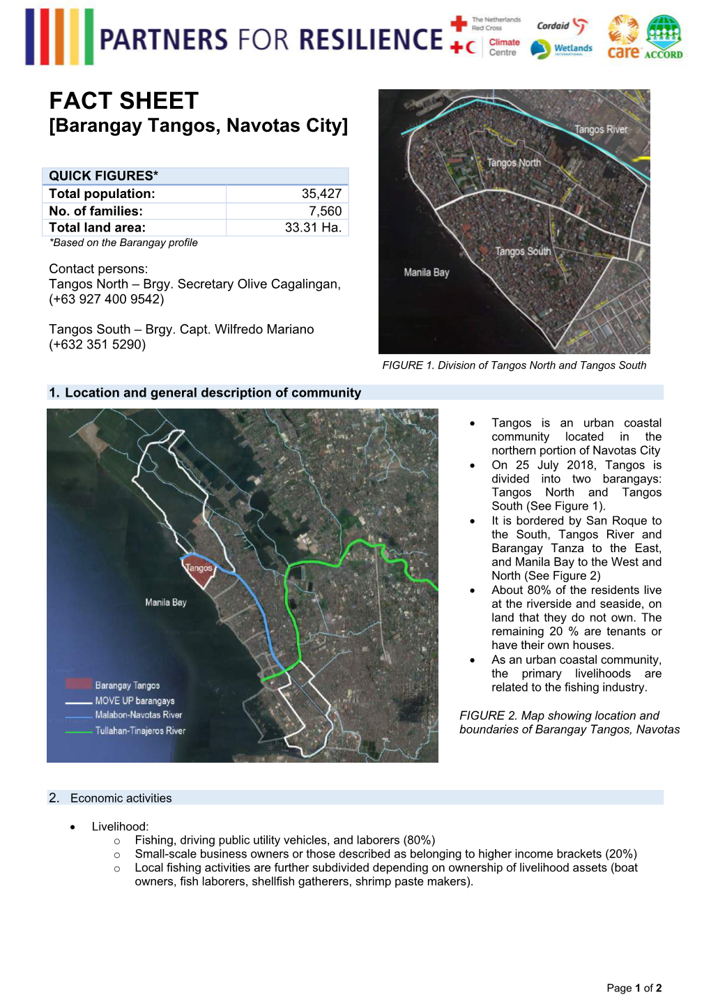 FACT SHEET [Barangay Tangos, Navotas City]