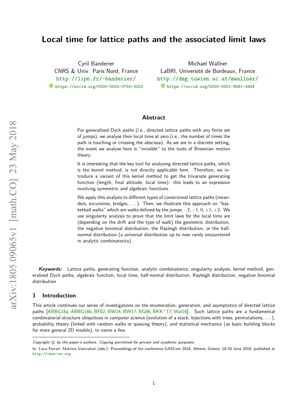 Local Time for Lattice Paths and the Associated Limit Laws