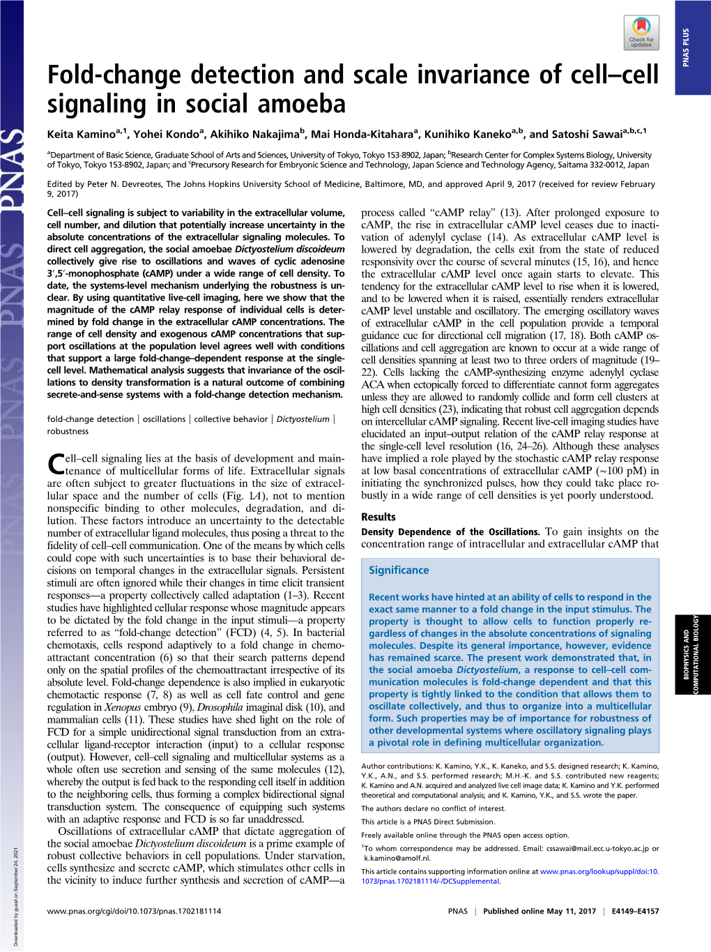 Fold-Change Detection and Scale Invariance of Cell–Cell Signaling In