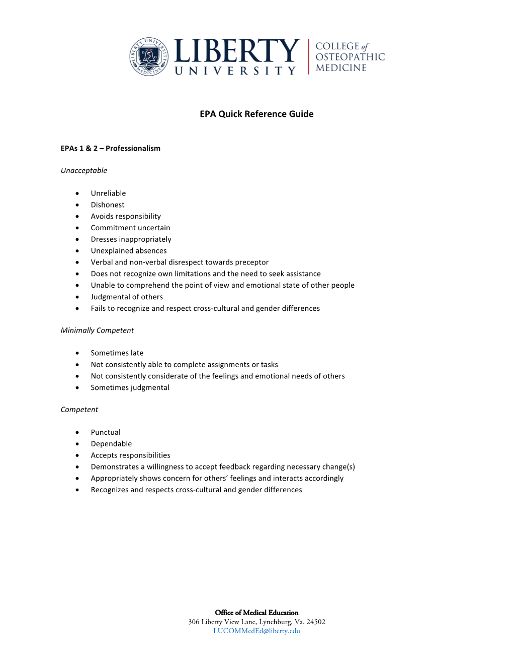 EPA Quick Reference Guide