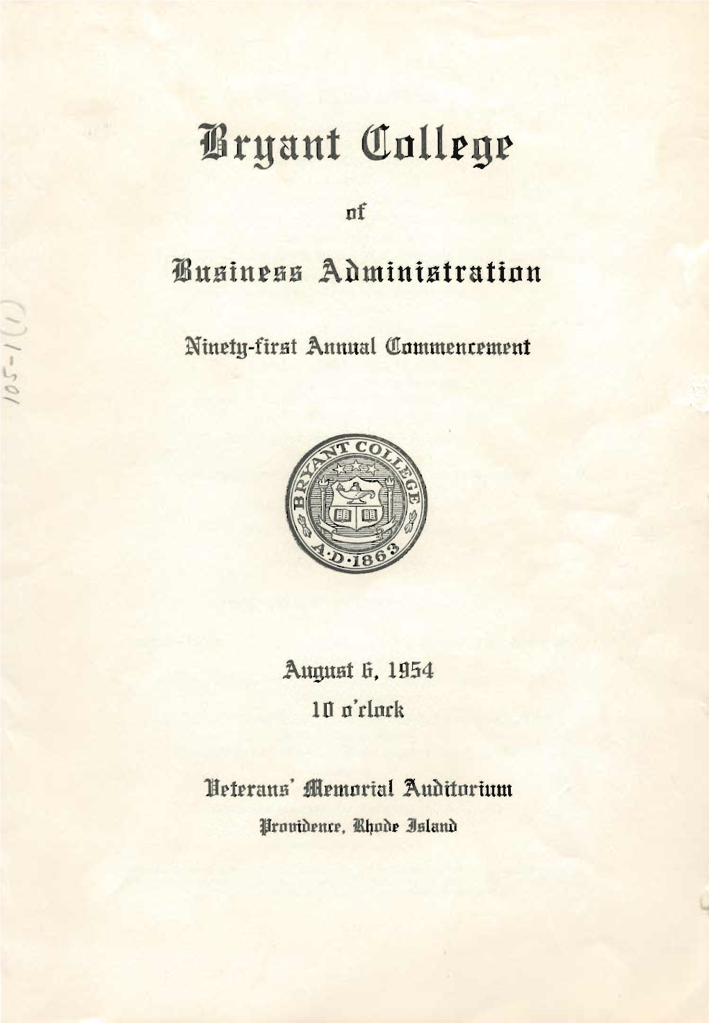 Undergraduate Commencement Exercises Program, August 6, 1954