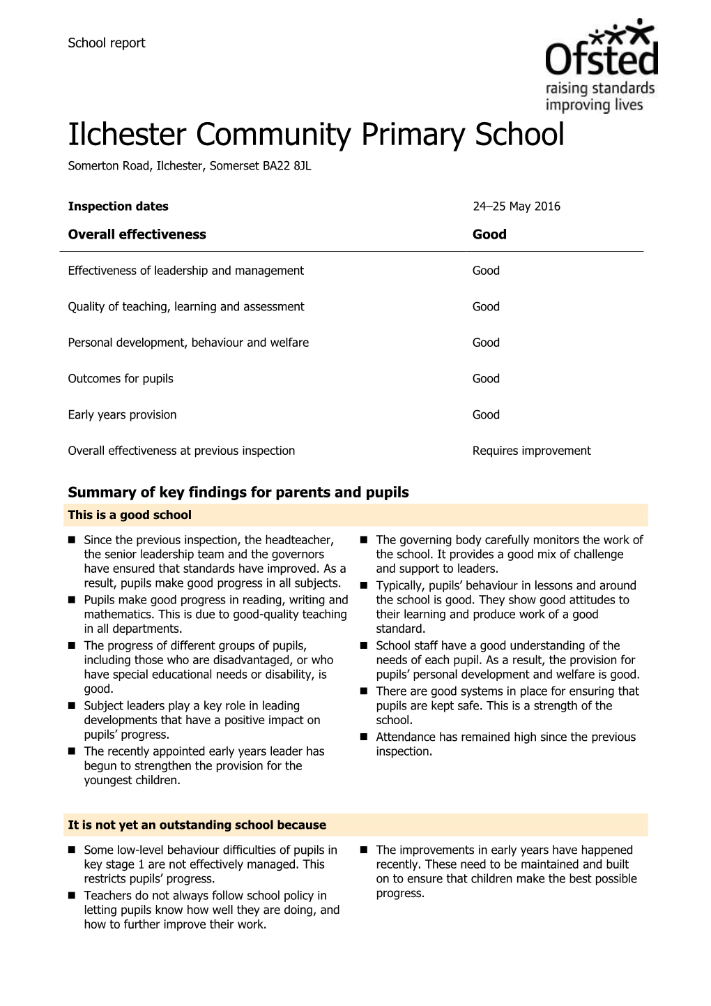 Ilchester Community Primary School Somerton Road, Ilchester, Somerset BA22 8JL