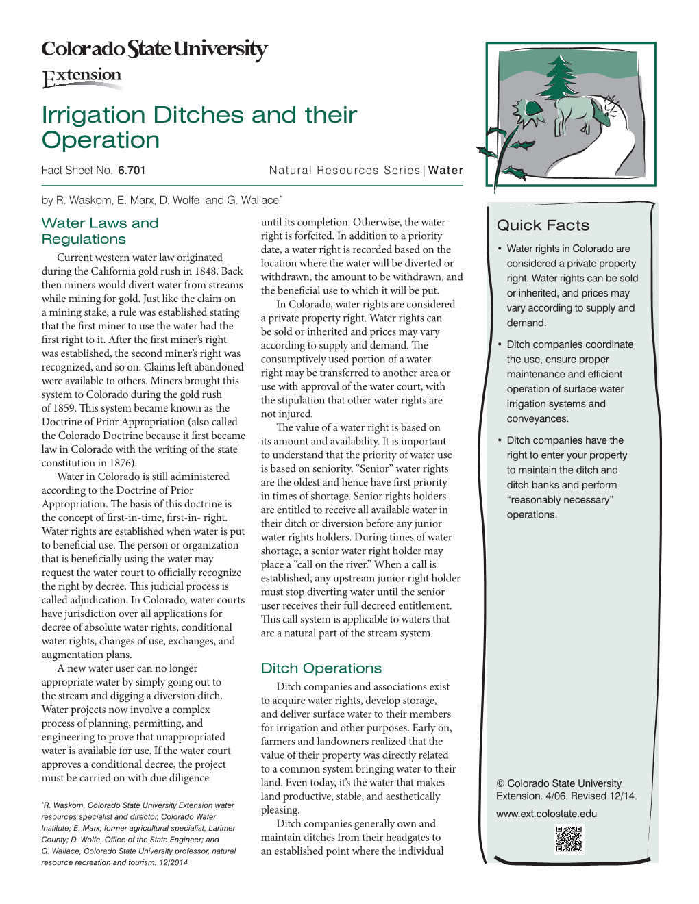 Irrigation Ditches and Their Operation