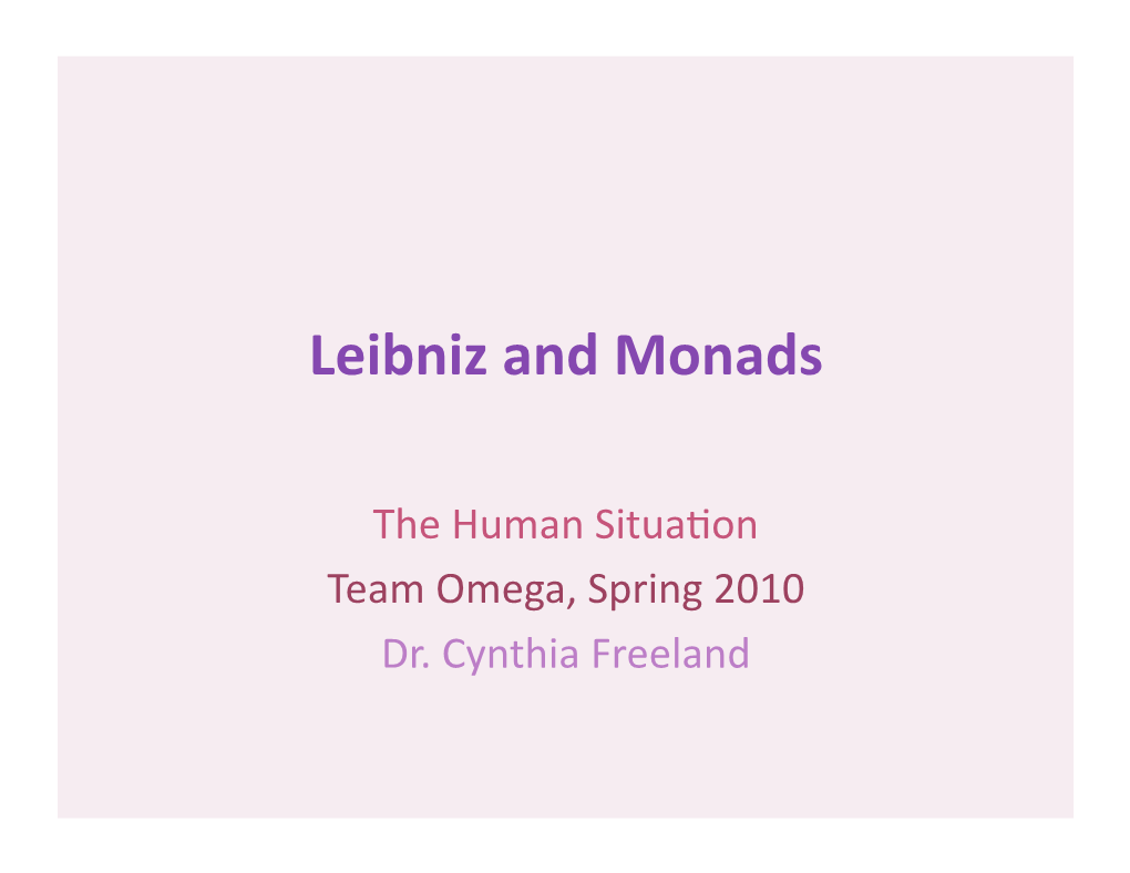 Leibniz and Monads